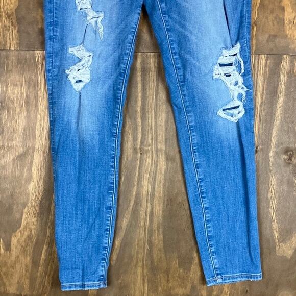 American Eagle Womens Jeans Blue Denim Distressed Jegging Next Level Stretch 12 - Picture 3 of 12